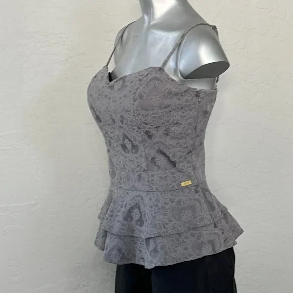 NWT Guess Gray Embroidered Bustier Top - Picture 3 of 10